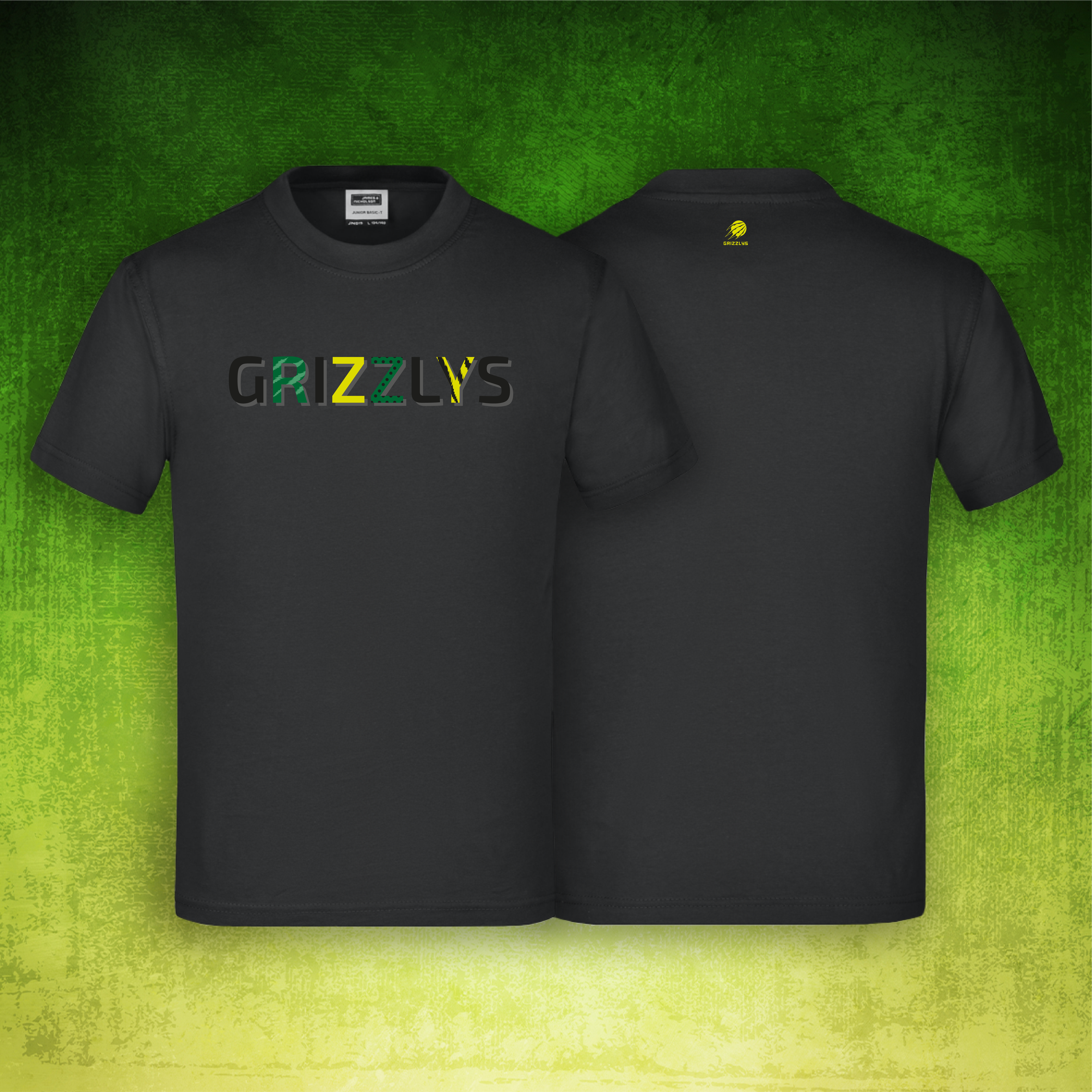Kids Premium Shirt Schwarz Grizzlys Schriftzug